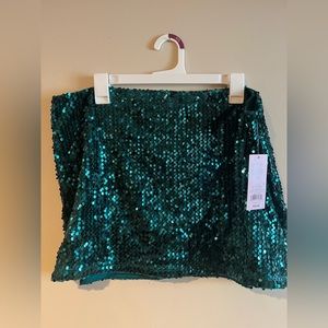 XL Wild Fable Dark Teal Green Sequin Mini Skirt
